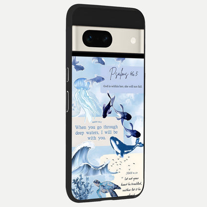  Faithful Ocean Promise back cover For Google Pixel 7A slim fit glass case with vibrant aesthetic design