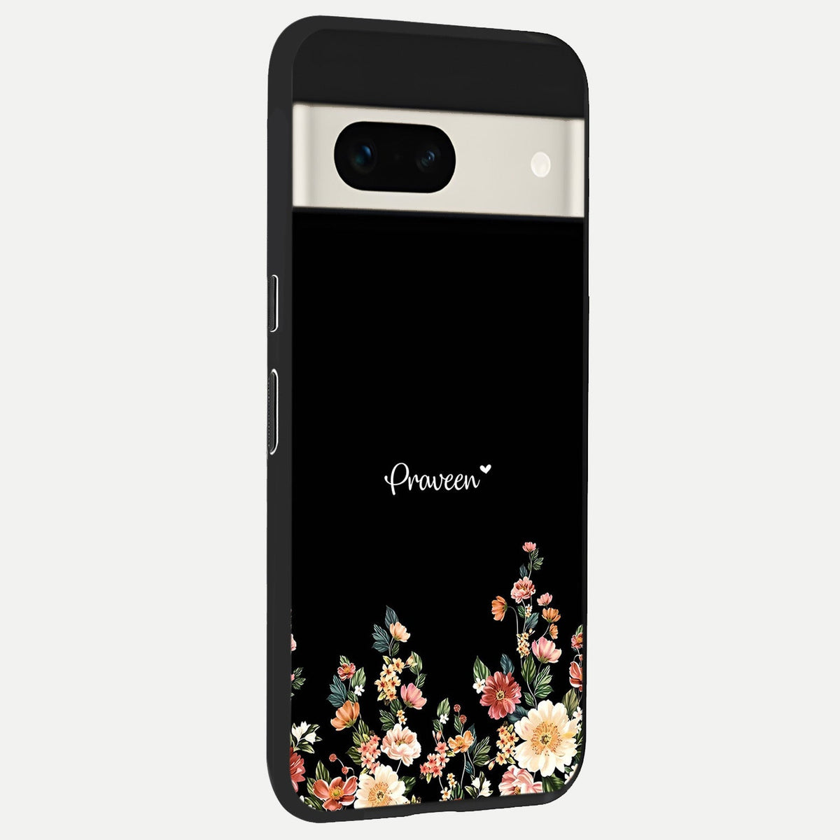  Floral Design Personalized Custom Name back cover For Google Pixel 7A slim fit glass case with vibrant aesthetic design