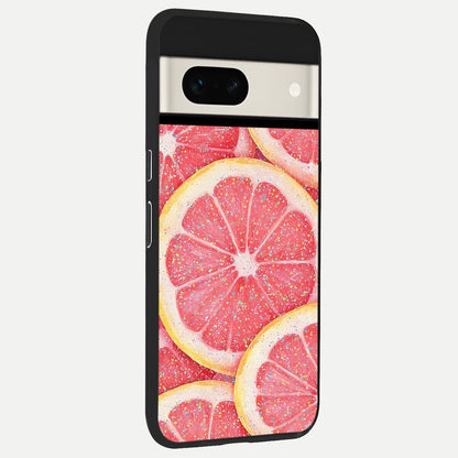  Glitter Grapefruit back cover For Google Pixel 7A slim fit glass case with vibrant aesthetic design