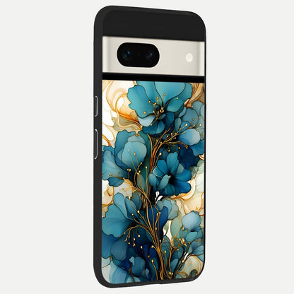  Golden Bloom Symphony back cover For Google Pixel 7A slim fit glass case with vibrant aesthetic design