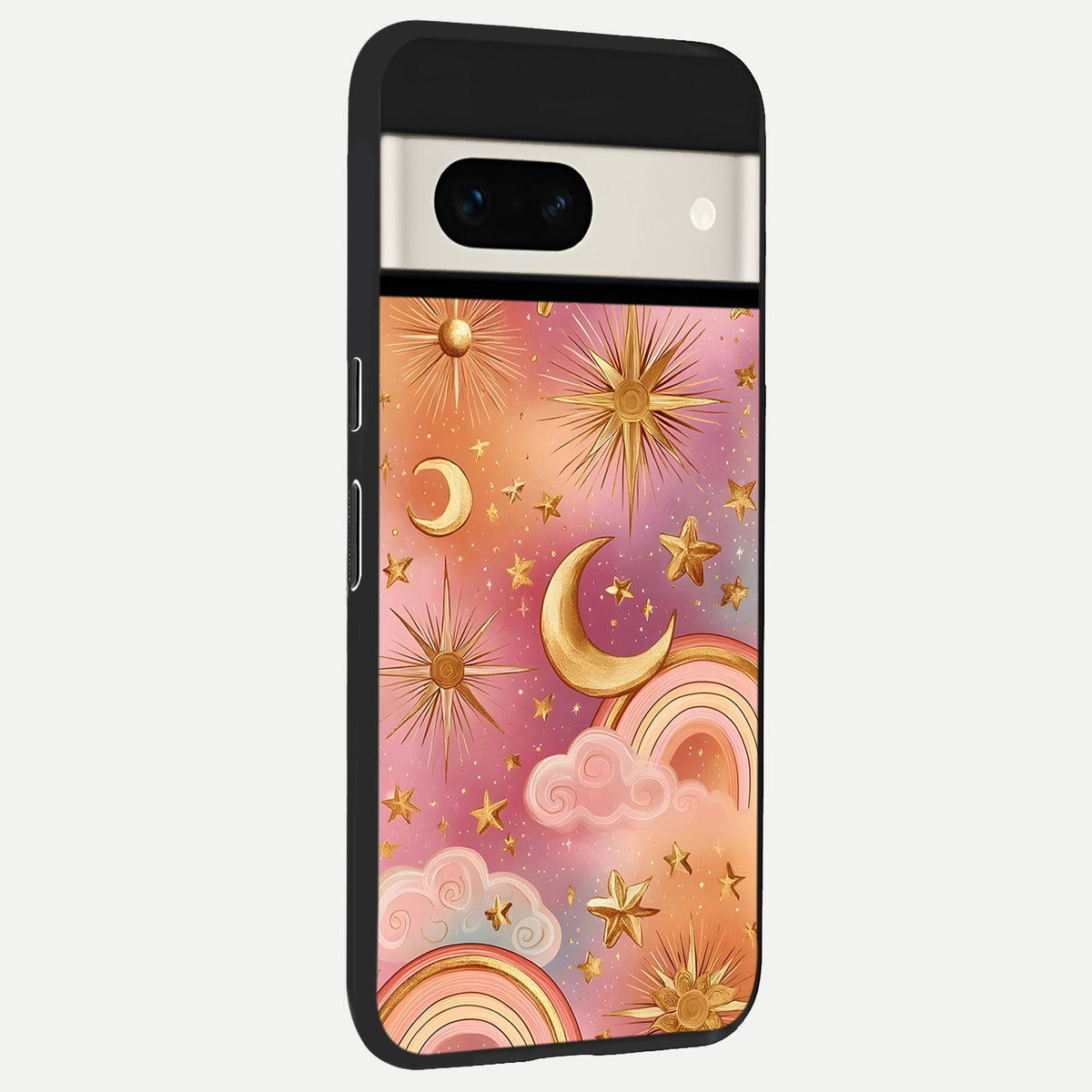  Golden Celestial Dreams back cover For Google Pixel 7A slim fit glass case with vibrant aesthetic design