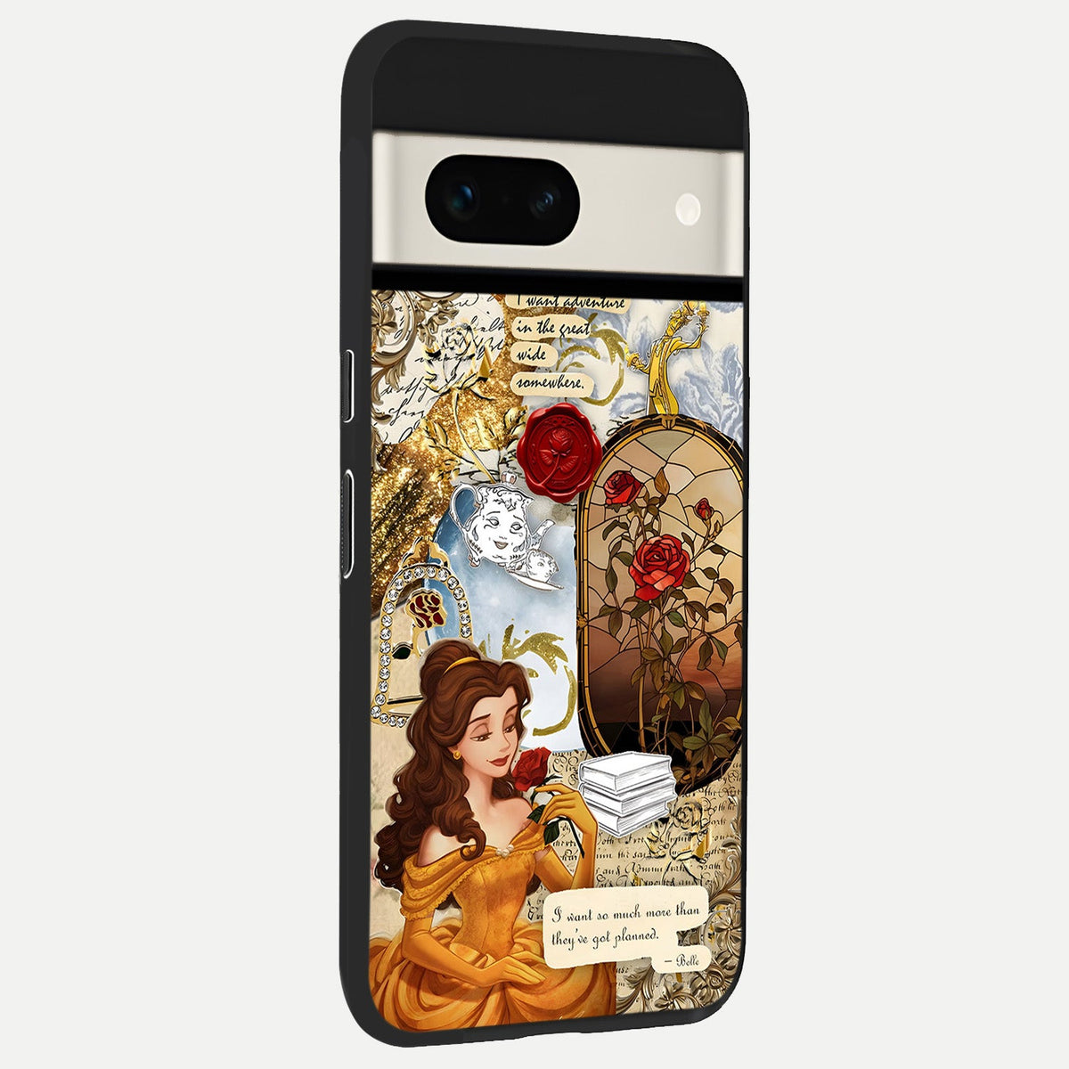  Golden Dream Belle back cover For Google Pixel 7A slim fit glass case with vibrant aesthetic design