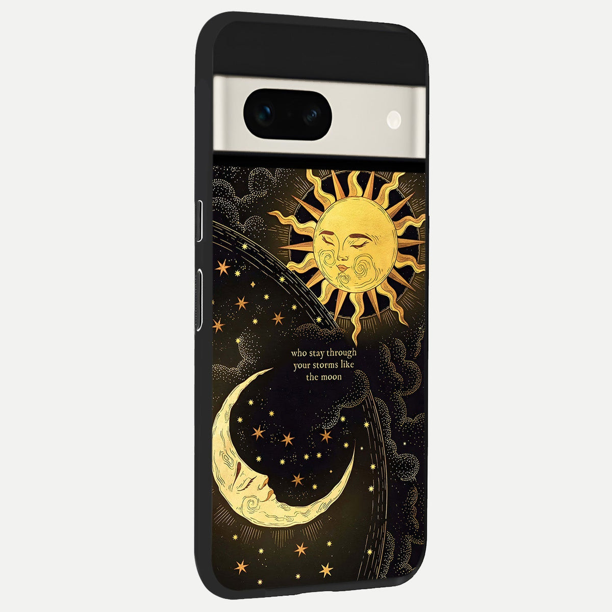  Golden Lunar Love back cover For Google Pixel 7A slim fit glass case with vibrant aesthetic design