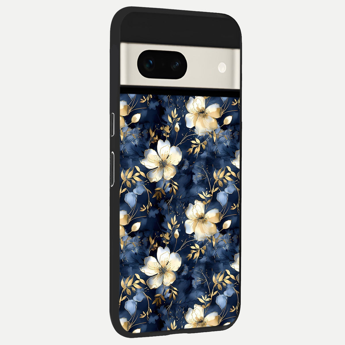  Golden Midnight Bloom back cover For Google Pixel 7A slim fit glass case with vibrant aesthetic design