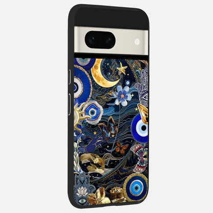  Golden Moon Magic back cover For Google Pixel 7A slim fit glass case with vibrant aesthetic design