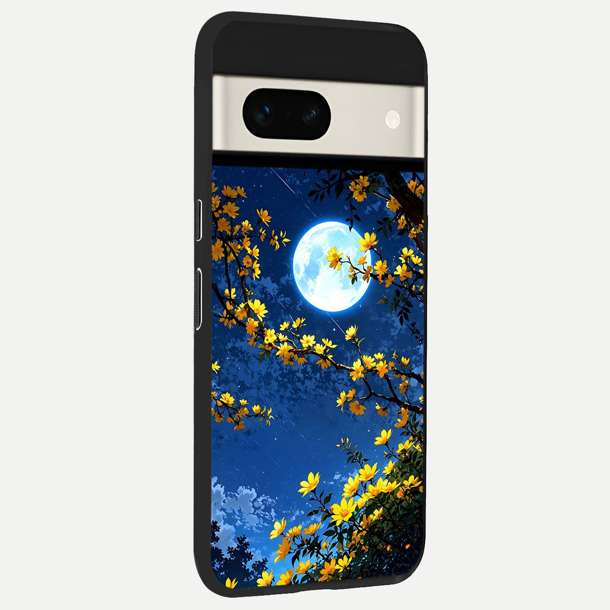  Golden Night Glow back cover For Google Pixel 7A slim fit glass case with vibrant aesthetic design