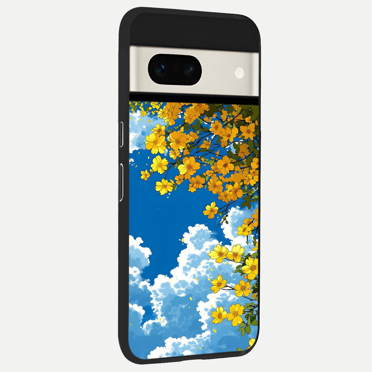  Golden Petal Sky back cover For Google Pixel 7A slim fit glass case with vibrant aesthetic design