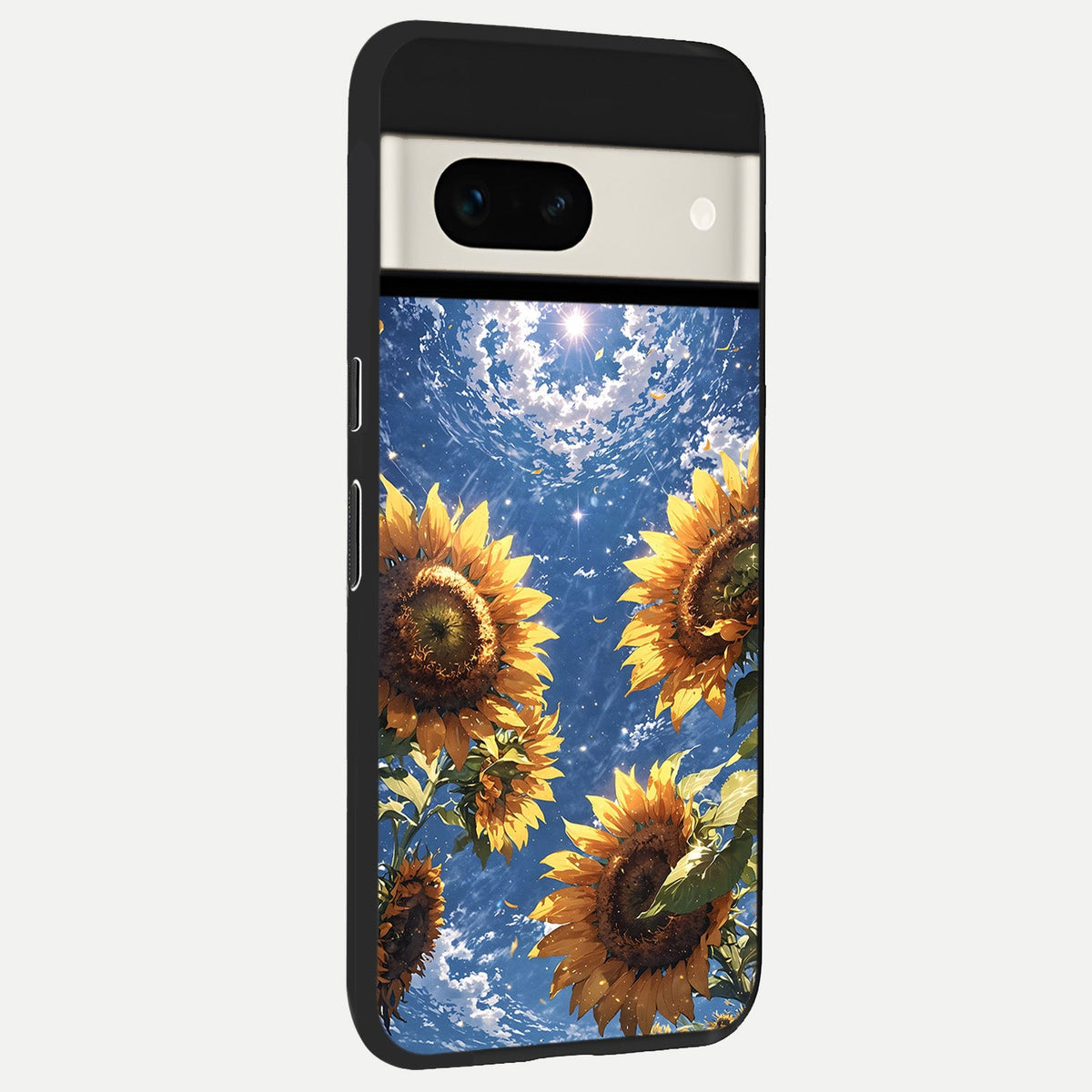 Heavenly Sunflower Rise back cover For Google Pixel 7A slim fit glass case with vibrant aesthetic design