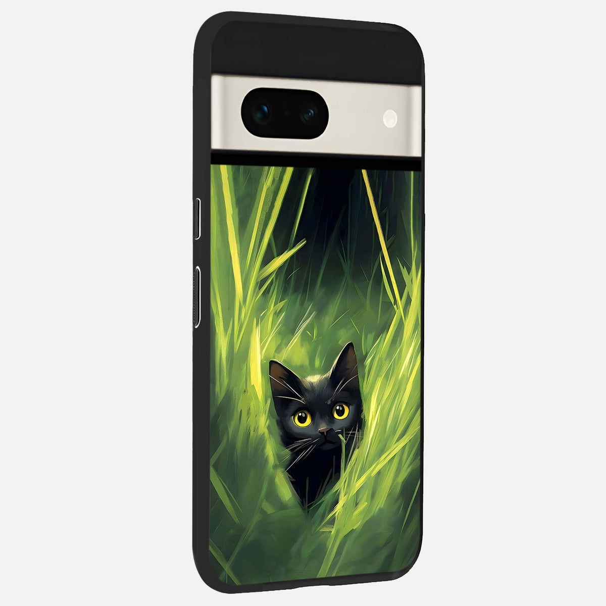  Hidden Cat Whisper back cover For Google Pixel 7A slim fit glass case with vibrant aesthetic design