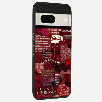  Jesus Love Heals back cover For Google Pixel 7A slim fit glass case with vibrant aesthetic design