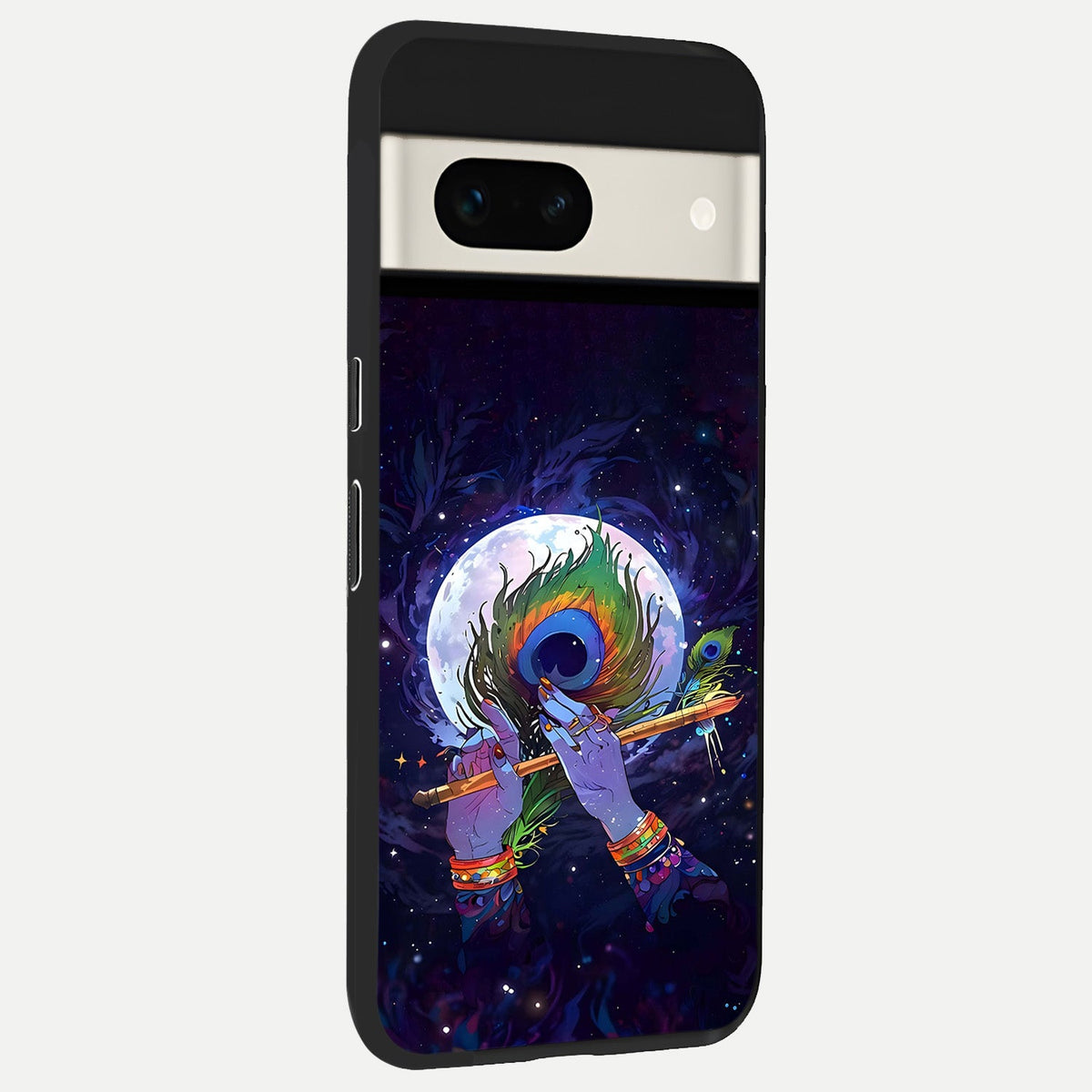  Krishna Hands Art back cover For Google Pixel 7A slim fit glass case with vibrant aesthetic design