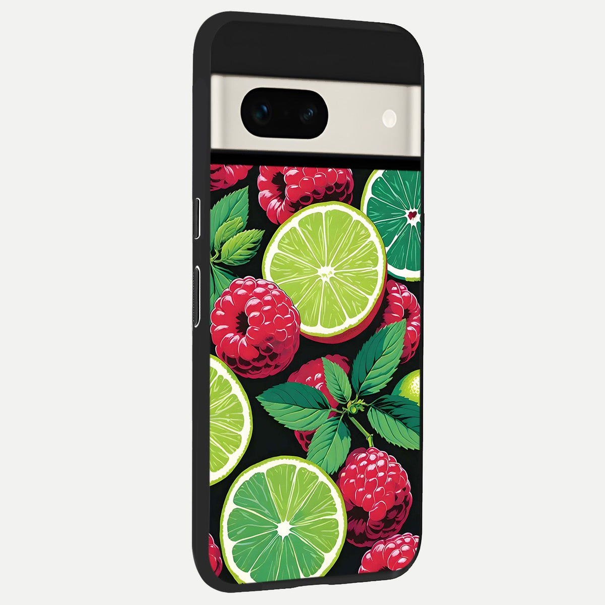  Lime and Raspberry Pattern back cover For Google Pixel 7A slim fit glass case with vibrant aesthetic design