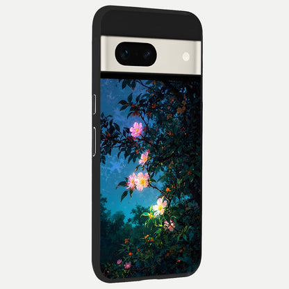  Midnight Bloom Glow back cover For Google Pixel 7A slim fit glass case with vibrant aesthetic design