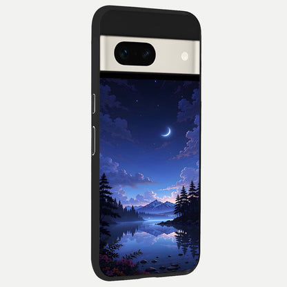  Midnight Lake Peace back cover For Google Pixel 7A slim fit glass case with vibrant aesthetic design