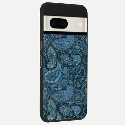  Midnight Paisley Glow back cover For Google Pixel 7A slim fit glass case with vibrant aesthetic design