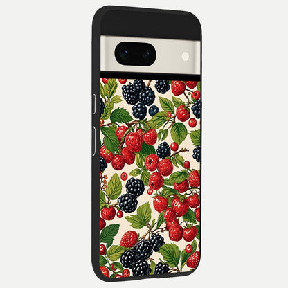  Mixed Berry Collage back cover For Google Pixel 7A slim fit glass case with vibrant aesthetic design