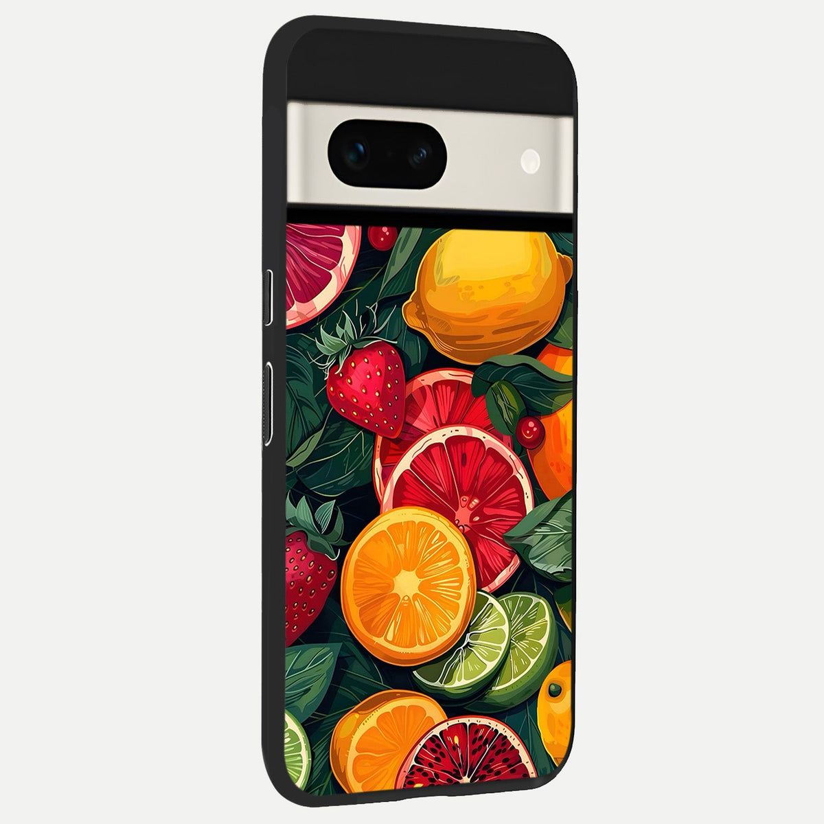  Multiple Fruits back cover For Google Pixel 7A slim fit glass case with vibrant aesthetic design
