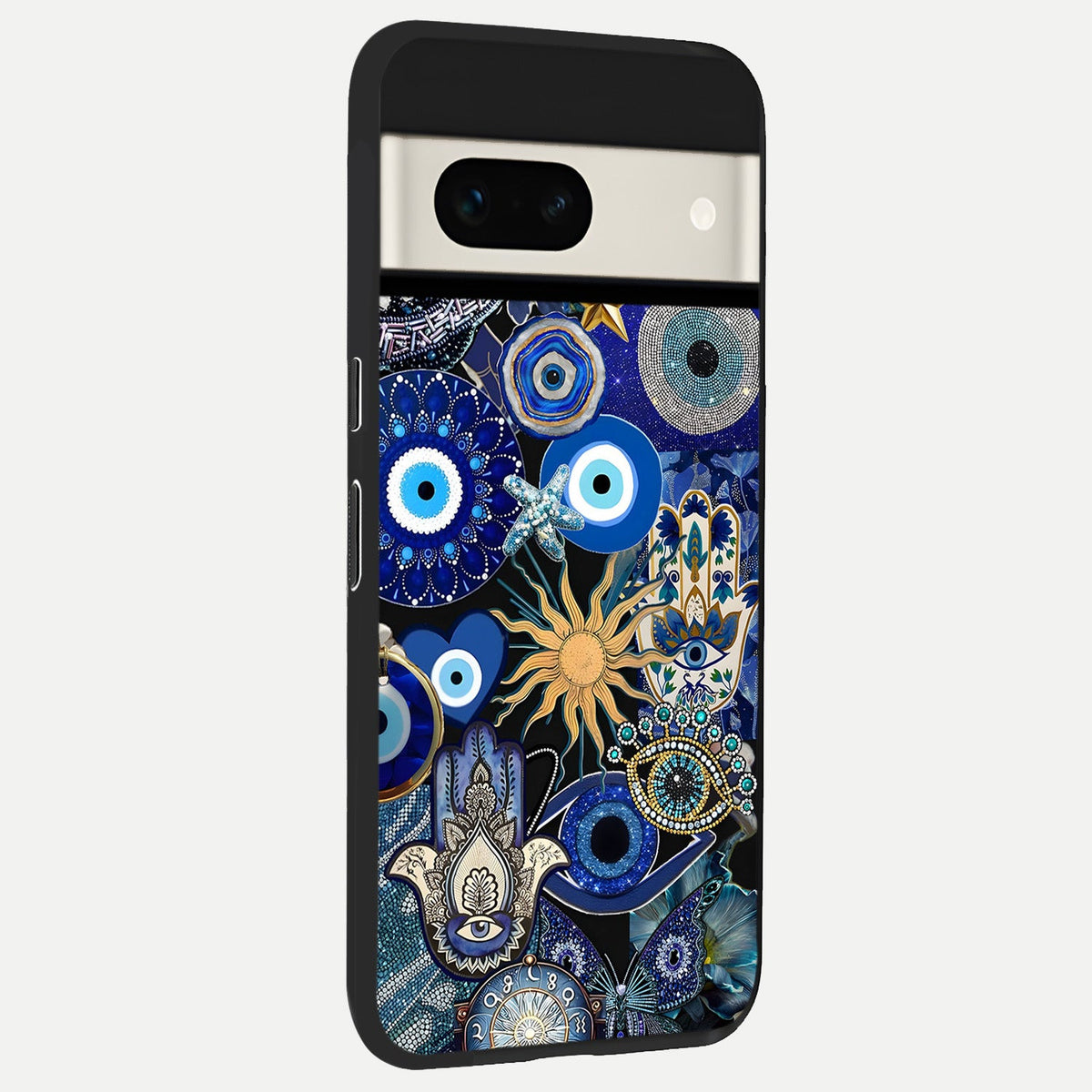 Mystic Blue Evil Eye back cover For Google Pixel 7A slim fit glass case with vibrant aesthetic design