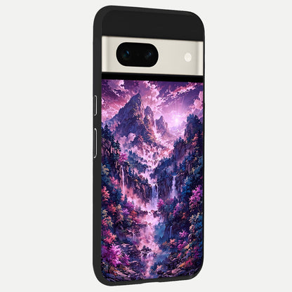  Mystic Cascade Peaks back cover For Google Pixel 7A slim fit glass case with vibrant aesthetic design