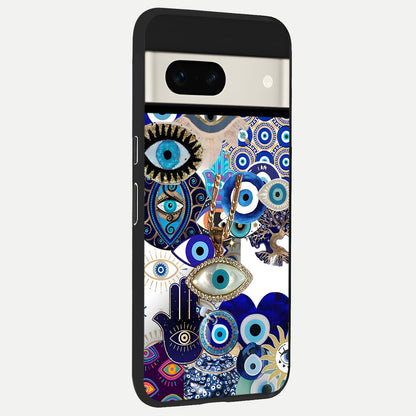  Mystic Charm Eye back cover For Google Pixel 7A slim fit glass case with vibrant aesthetic design