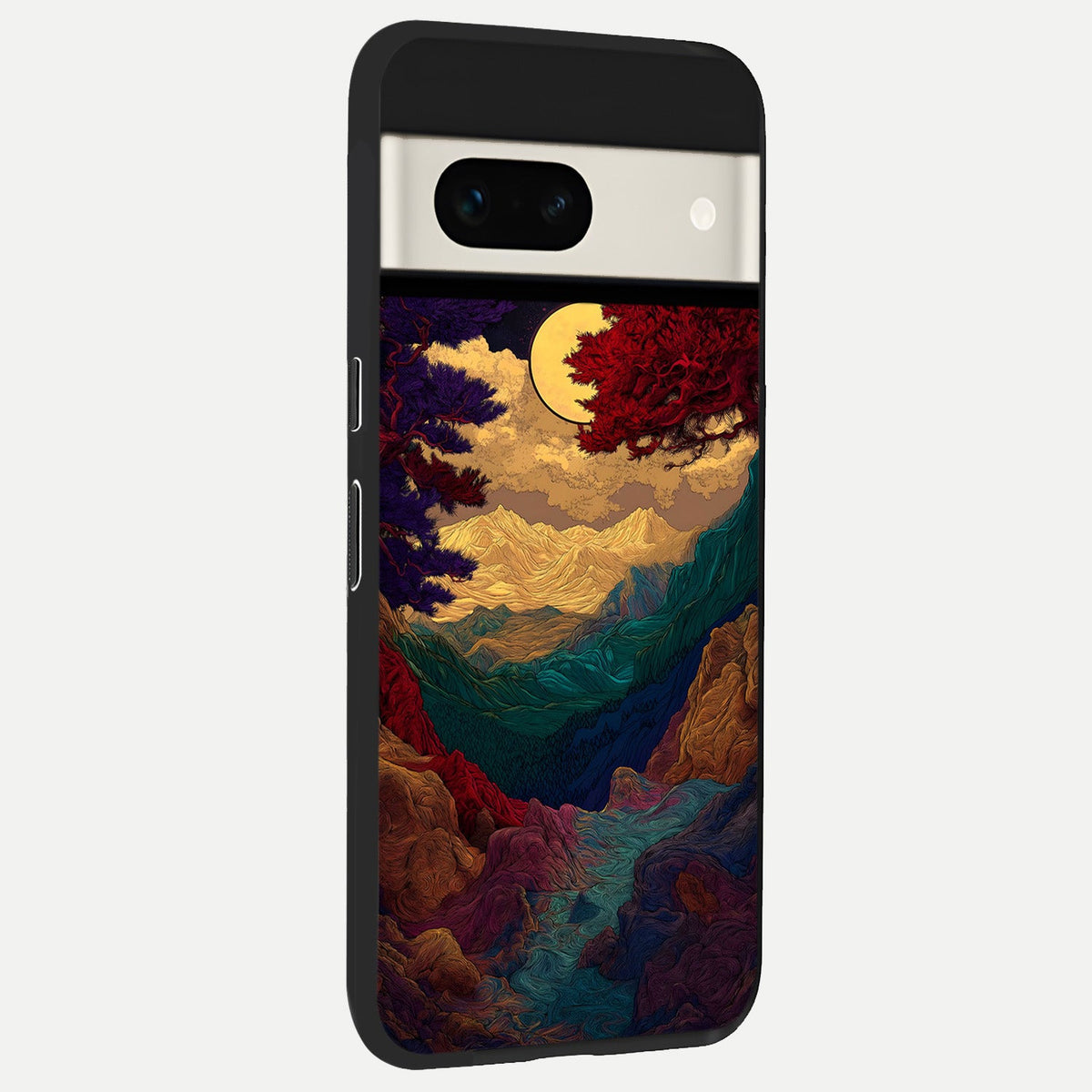  Mystic Valley Light back cover For Google Pixel 7A slim fit glass case with vibrant aesthetic design