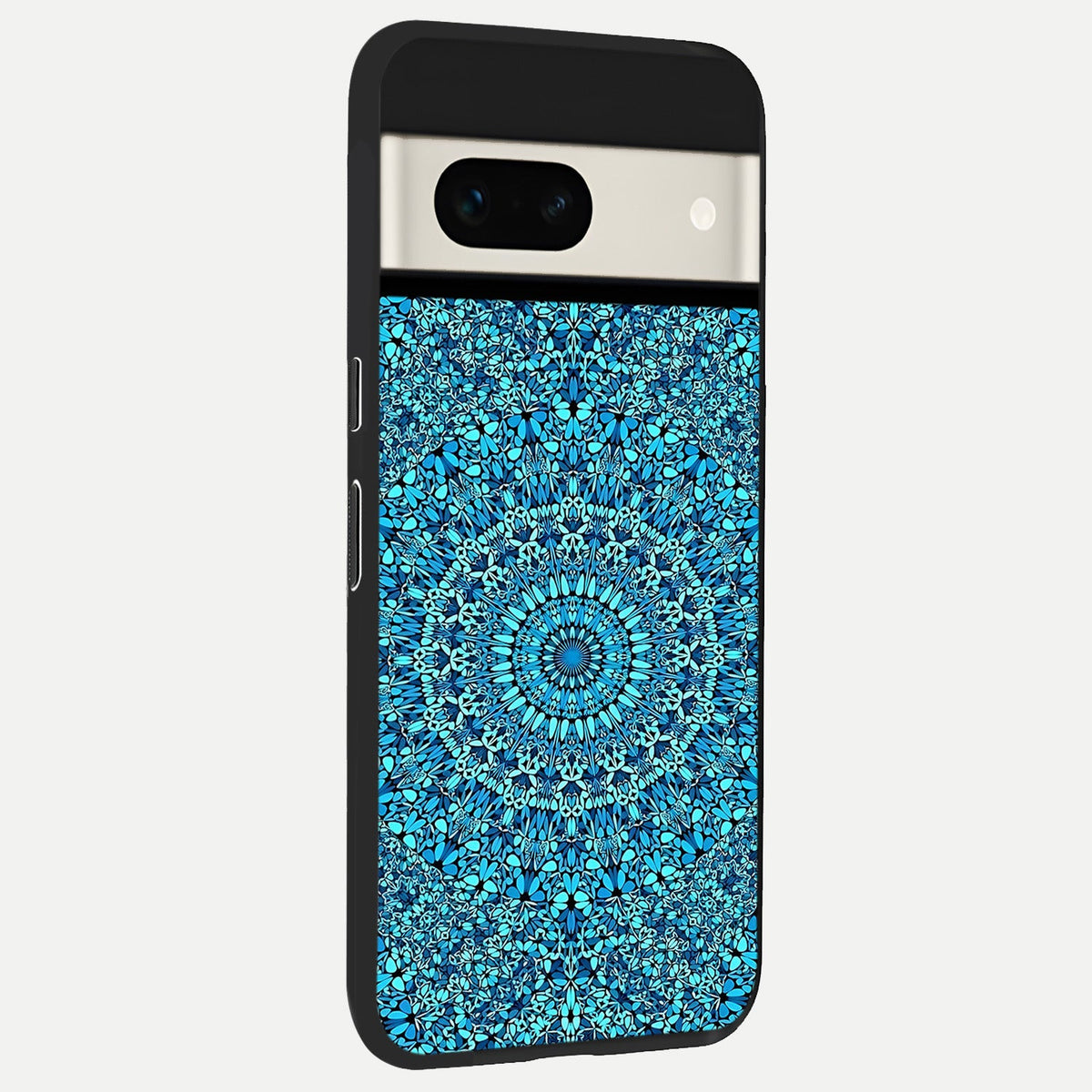  Ocean Bloom Mandala back cover For Google Pixel 7A slim fit glass case with vibrant aesthetic design
