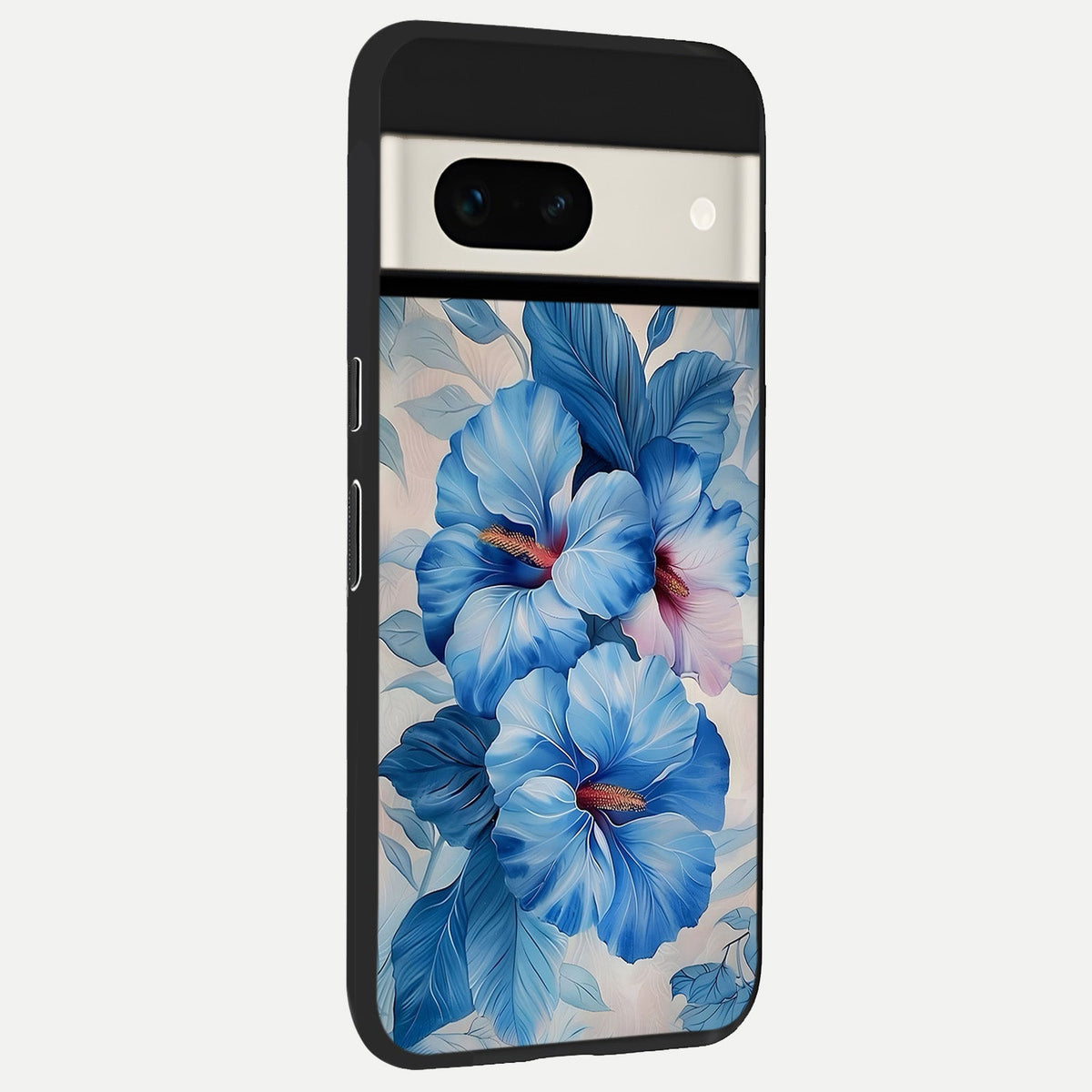  Ocean Hibiscus Grace back cover For Google Pixel 7A slim fit glass case with vibrant aesthetic design