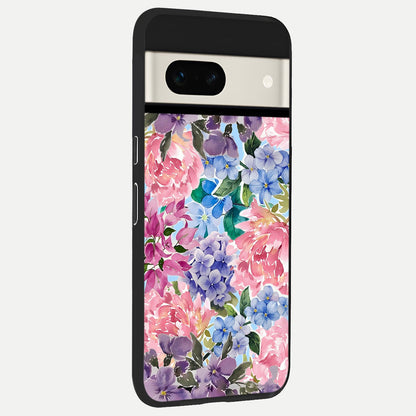  Pastel Floral Mix back cover For Google Pixel 7A slim fit glass case with vibrant aesthetic design