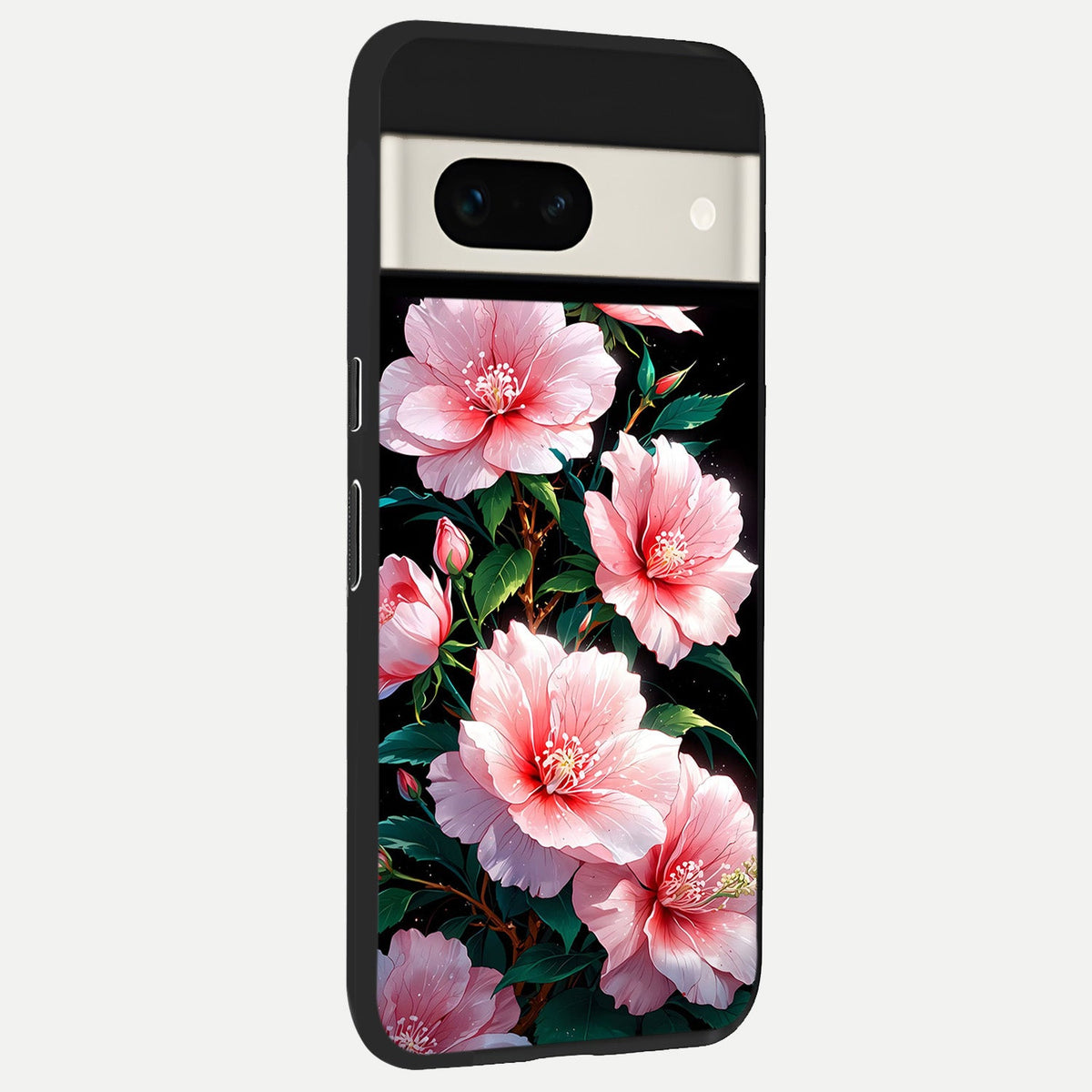  Peach Flower back cover For Google Pixel 7A slim fit glass case with vibrant aesthetic design