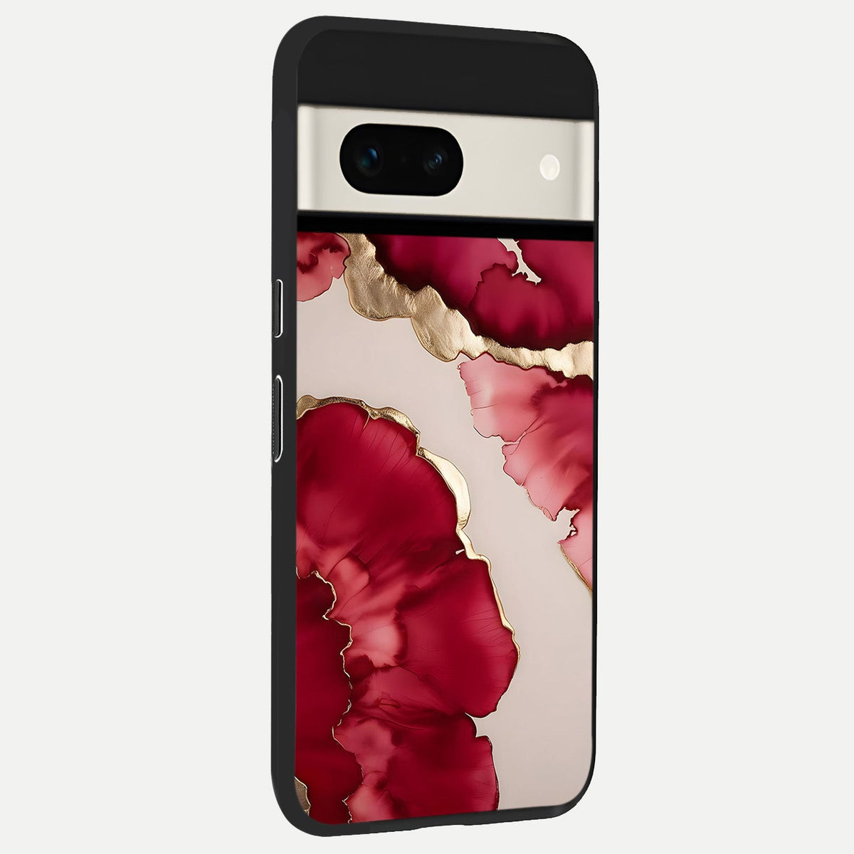  Pink And White Marble back cover For Google Pixel 7A slim fit glass case with vibrant aesthetic design