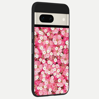  Pink Daisy Bliss back cover For Google Pixel 7A slim fit glass case with vibrant aesthetic design