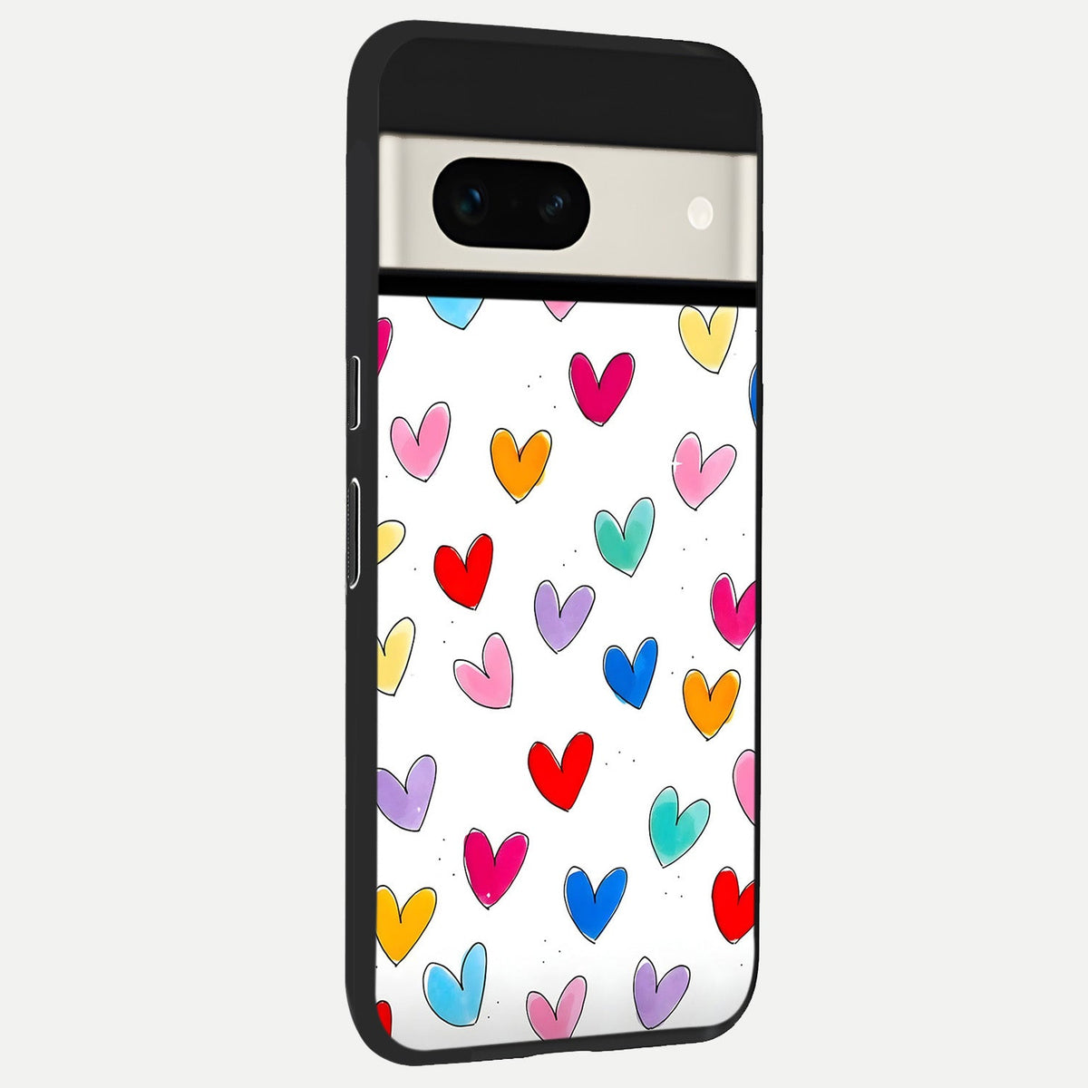  Playful Love Doodles back cover For Google Pixel 7A slim fit glass case with vibrant aesthetic design