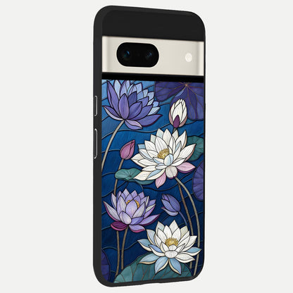  Purple Lotus Stained back cover For Google Pixel 7A slim fit glass case with vibrant aesthetic design