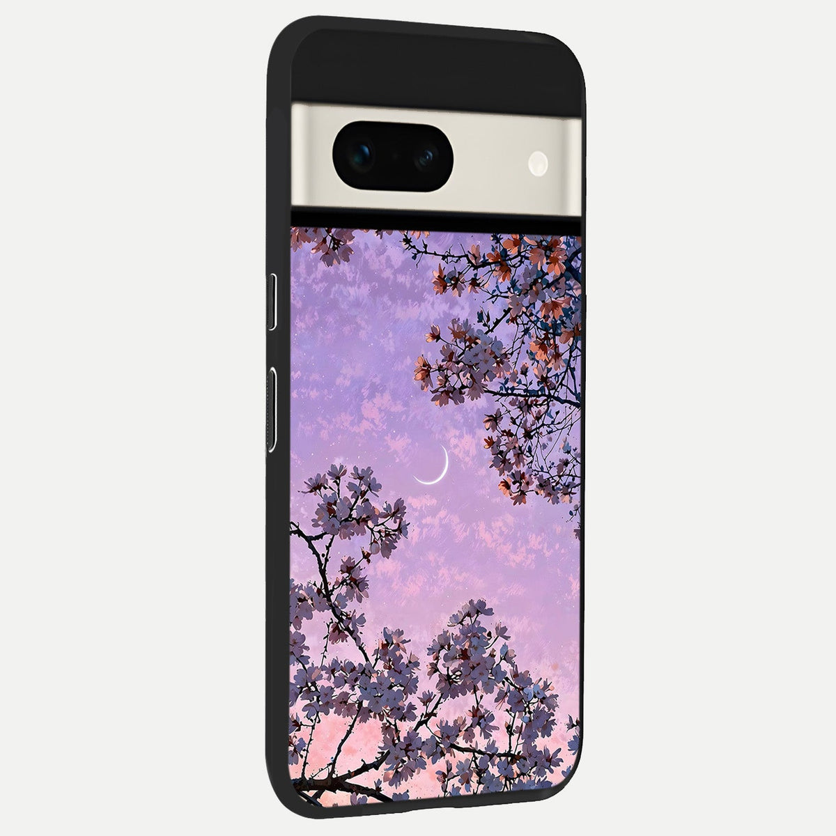  Purple Serenity Moon back cover For Google Pixel 7A slim fit glass case with vibrant aesthetic design