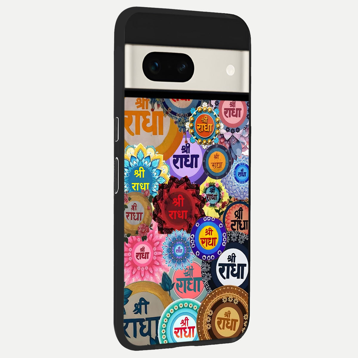  Radha Divine Bloom back cover For Google Pixel 7A slim fit glass case with vibrant aesthetic design