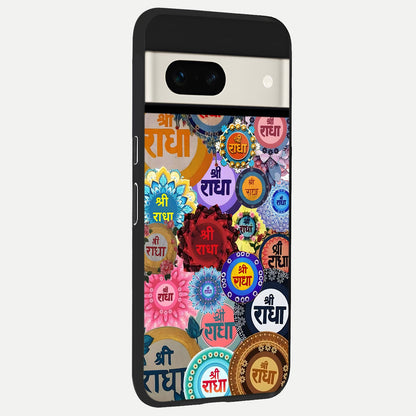  Radha Divine Bloom back cover For Google Pixel 7A slim fit glass case with vibrant aesthetic design