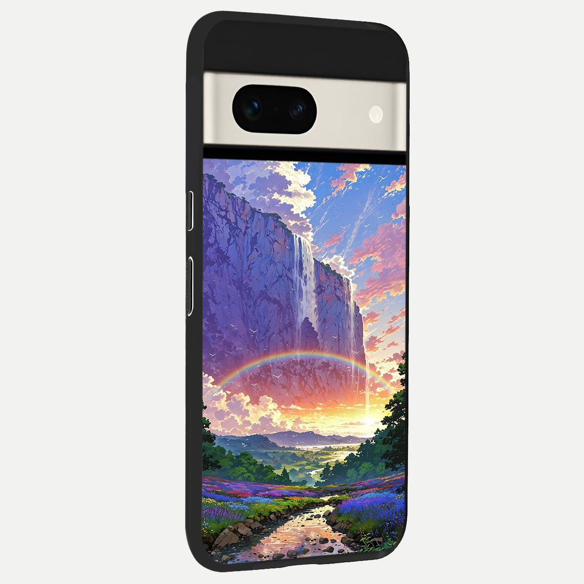  Rainbow Valley Dream back cover For Google Pixel 7A slim fit glass case with vibrant aesthetic design