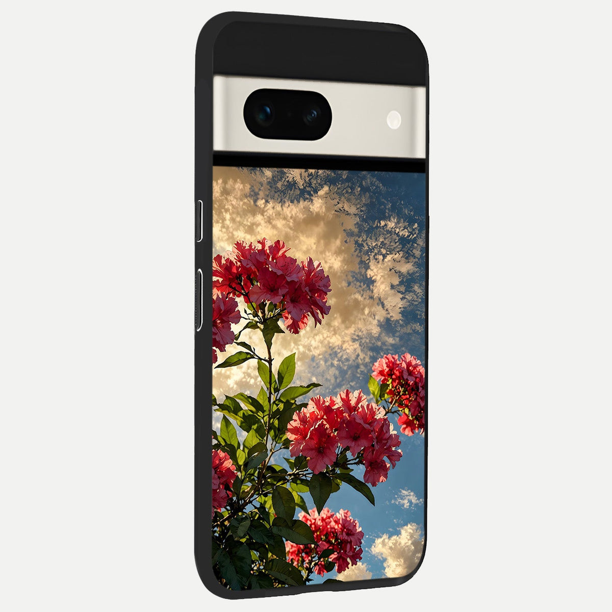  Red Bloom Skies back cover For Google Pixel 7A slim fit glass case with vibrant aesthetic design