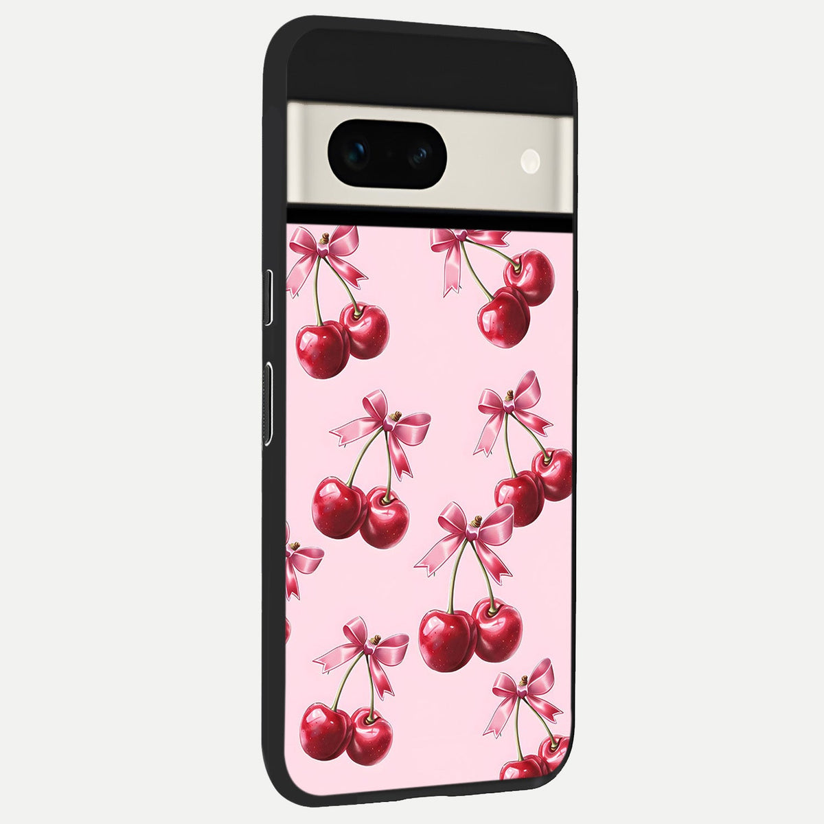 Red Cherries Pattern back cover For Google Pixel 7A slim fit glass case with vibrant aesthetic design