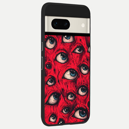  Red Eyes Pattern back cover For Google Pixel 7A slim fit glass case with vibrant aesthetic design