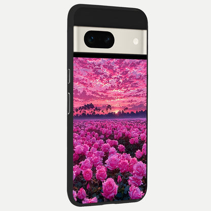  Rose Sunset Valley back cover For Google Pixel 7A slim fit glass case with vibrant aesthetic design