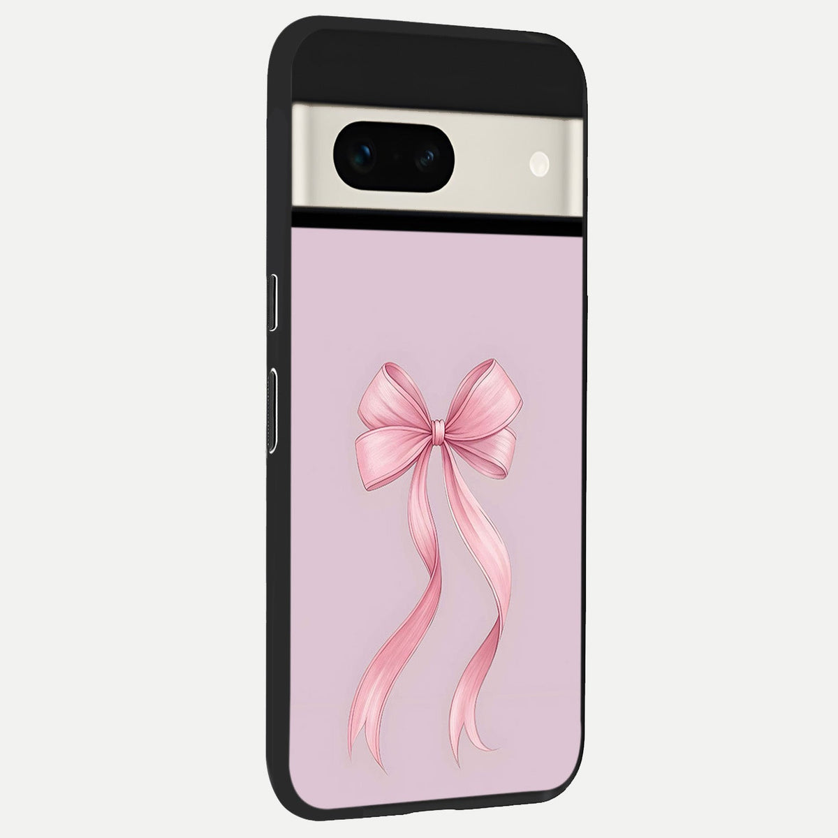  Soft Blush Bow back cover For Google Pixel 7A slim fit glass case with vibrant aesthetic design