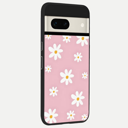  Soft Daisy Bliss back cover For Google Pixel 7A slim fit glass case with vibrant aesthetic design