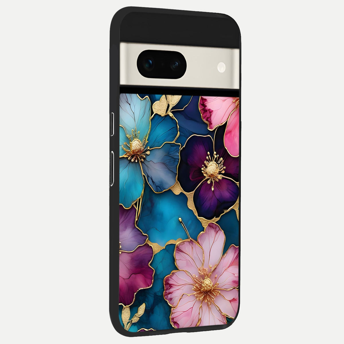  Sparkle Floral back cover For Google Pixel 7A slim fit glass case with vibrant aesthetic design