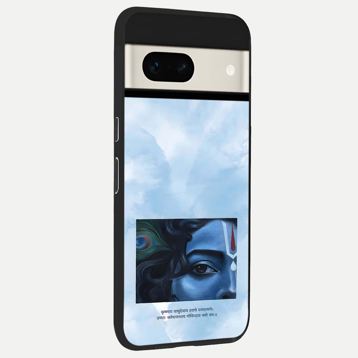  Spiritual Krishna back cover For Google Pixel 7A slim fit glass case with vibrant aesthetic design