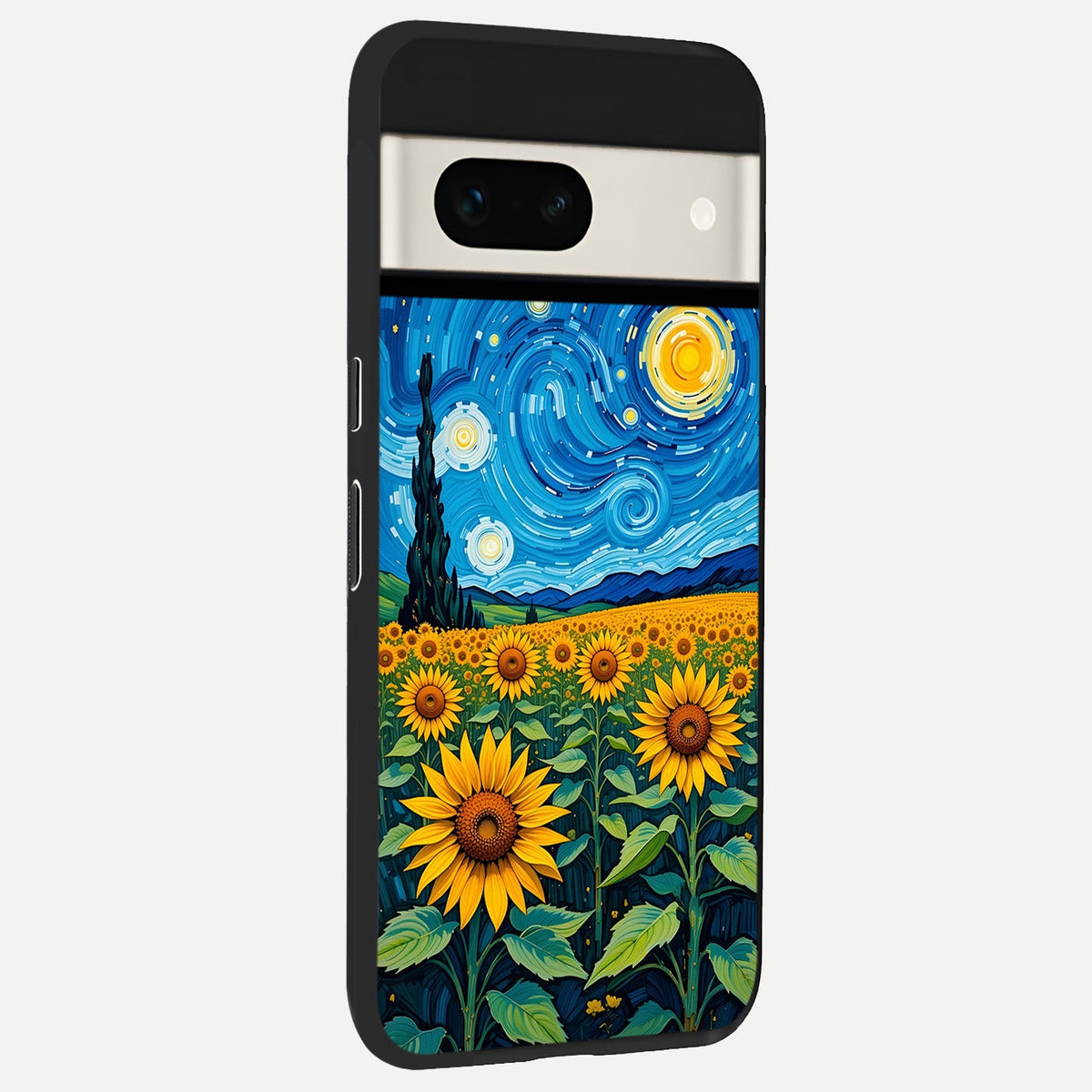  Starry Sunflower Dreams back cover For Google Pixel 7A slim fit glass case with vibrant aesthetic design