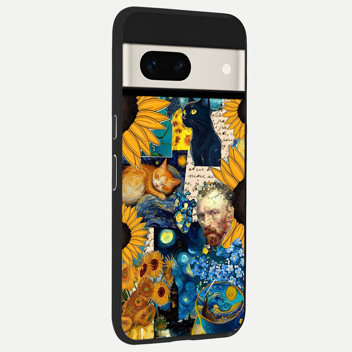  Sunflower Chic Mood Custom Name back cover For Google Pixel 7A slim fit glass case with vibrant aesthetic design
