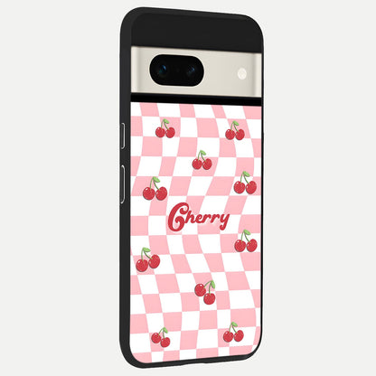  Sweet Cherry Vibes back cover For Google Pixel 7A slim fit glass case with vibrant aesthetic design
