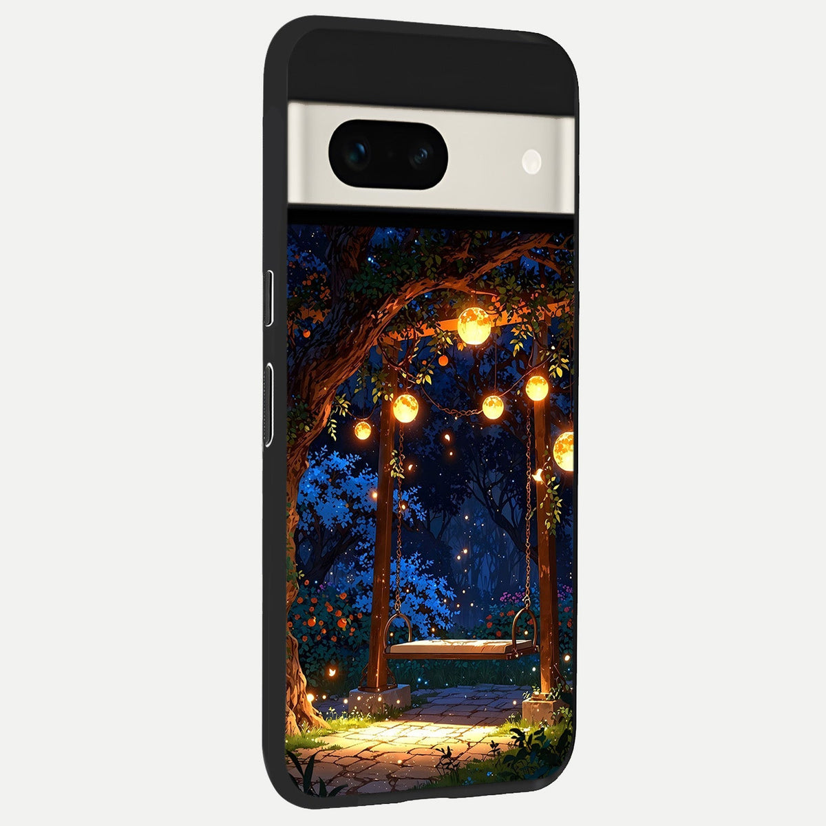  Twilight Garden Swing back cover For Google Pixel 7A slim fit glass case with vibrant aesthetic design