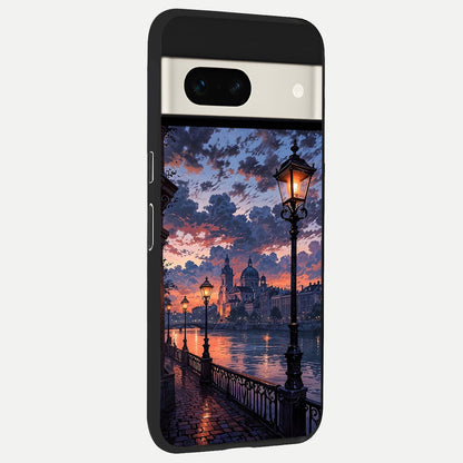  Twilight River Lights back cover For Google Pixel 7A slim fit glass case with vibrant aesthetic design